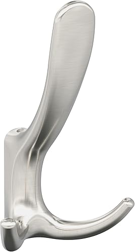 Amerock HBX37013G10 - Gancho decorativo de pared de triple punta, gancho de níquel satinado para abrigos, sombreros, mochilas, bolsos, ganchos para