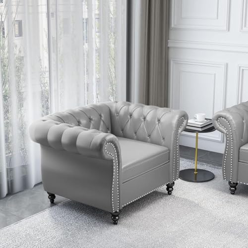 Image of WOODEN WORLD Modern & Classic Leather Sofa Set - Luxurious Comfort, Stylish Design, and Durable Build (Grey, 3+2+1 Seater)