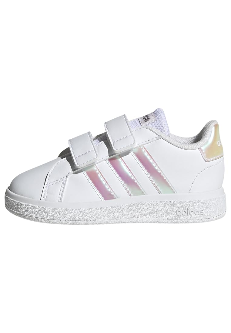 adidas Unisex Baby Grand Court Lifestyle Court Hook and Loop Shoes, Cloud White/Iridescent/Cloud White, 7.5 UK Child