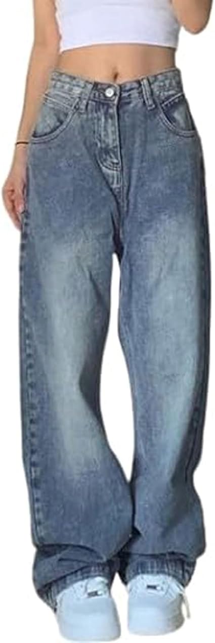 Baggy Jeans Damen Y2K Style - Straight Leg Hohe Taille Oversize