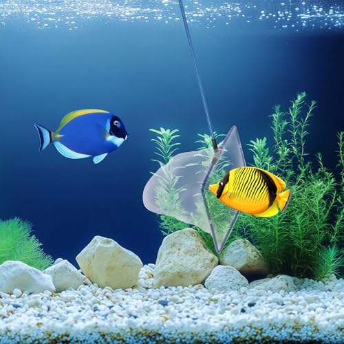 Image of Lpraer 4in 5in 6in Aquarium Fish Net Green Fine Mesh Nylon Net Collection with 11 inch Long Handle Square Quick Catch Fish Net for Fish Tank