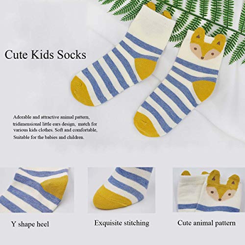 Hellomamma Girls Toddler Cotton Crew Socks Kids Novelty Animal Soft Funny Fashion Casual Breathable Childs Socks 5 Pairs3