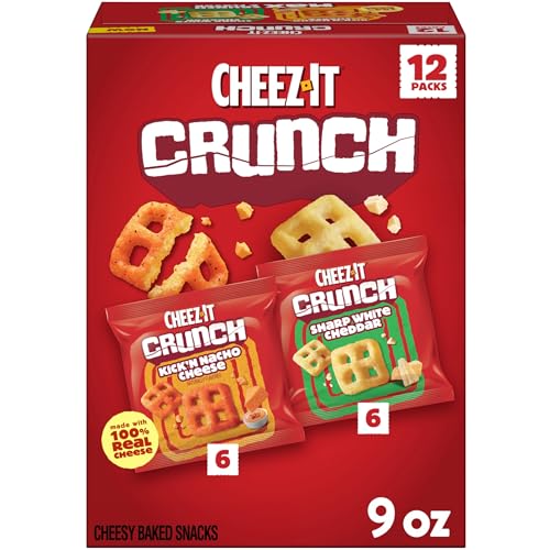 Cheez-It Crunch Cheesy Baked Snacks, Lunch Snacks, Variety Pack, 9oz Box (12 Packs) - image 1