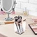 Coideal Acrylic Pen Pencil Holder Cup Square, Small Desktop Stationery Makeup Brush Storage Organizer for Desk Table, Office School Supplies (Clear with Rose Gold Bottom)