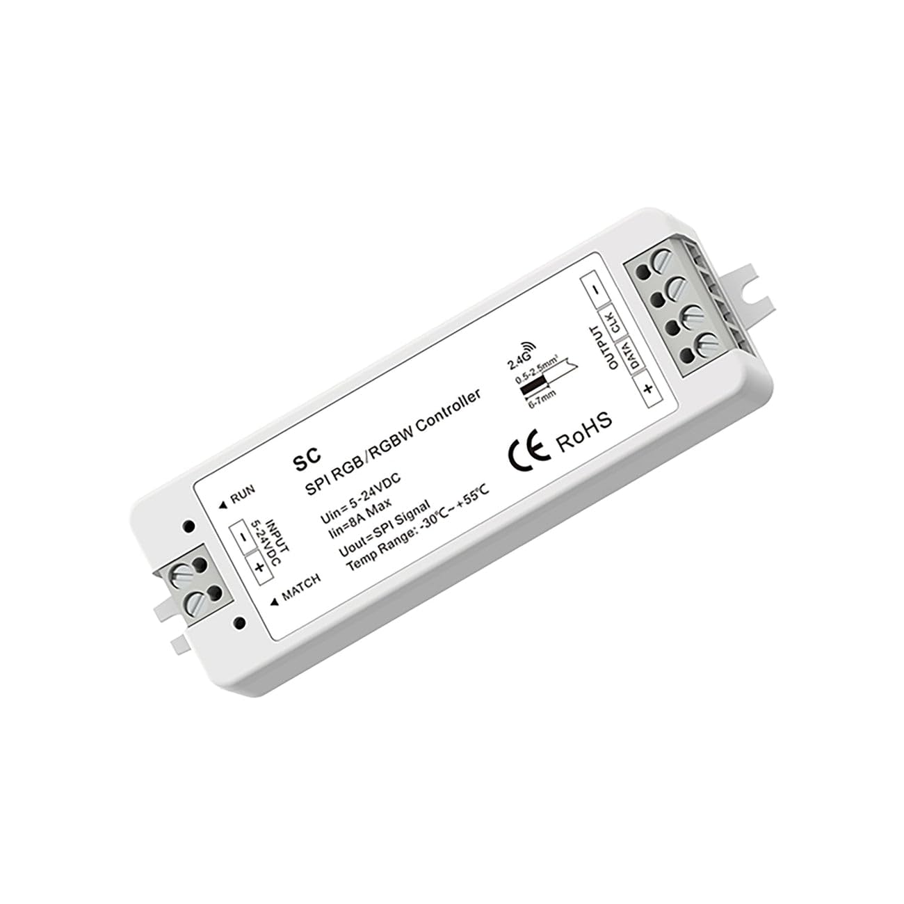 DC 5V-24V 2.4GHz RF LED Controller for RGB/RGBW SPI Pixels Up to 1024