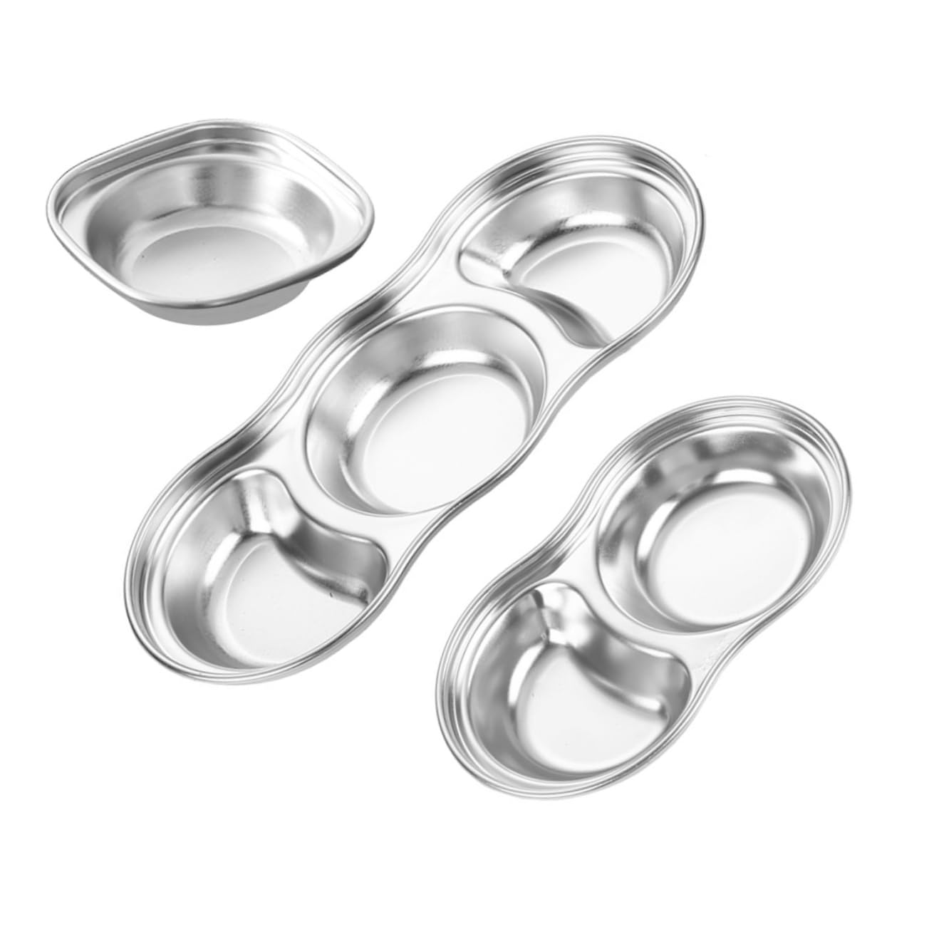 KICHOUSE 3pcs Seasoning Dish Vinegar Dish Appetizer Sauce Bowls Vinegar Sugar Spices Tasting Dishes Fruit Bowl Kitchen Dish Plate Dipping Sauce Cups Soy Dishes Silver 304 Stainless Steel