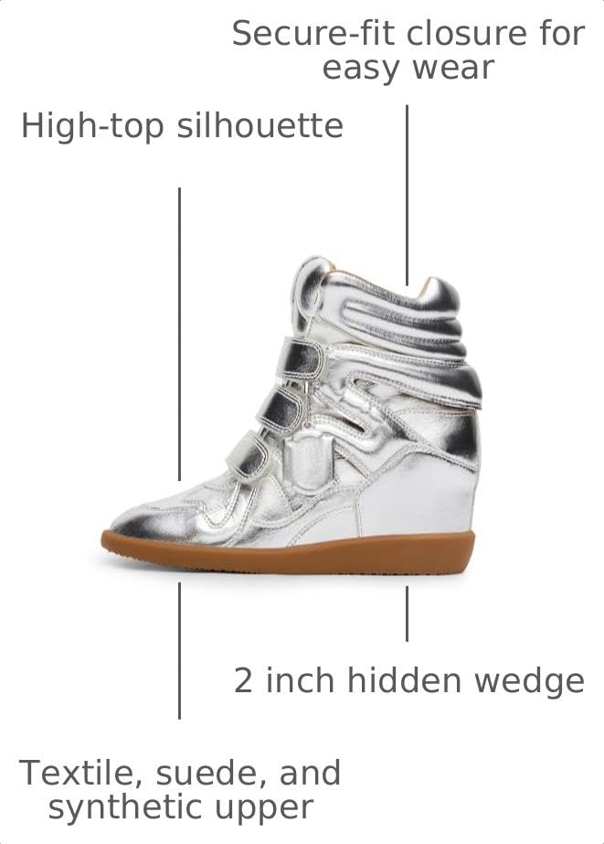 Image of Dsevht Hidden Wedge Sneakers for Women High Top Fashion Sneaker Suede High Heel Platform Tennis Triple Strappy Band Casual Vintage Dressy Comfy Campus Trendy Retro Sneaker