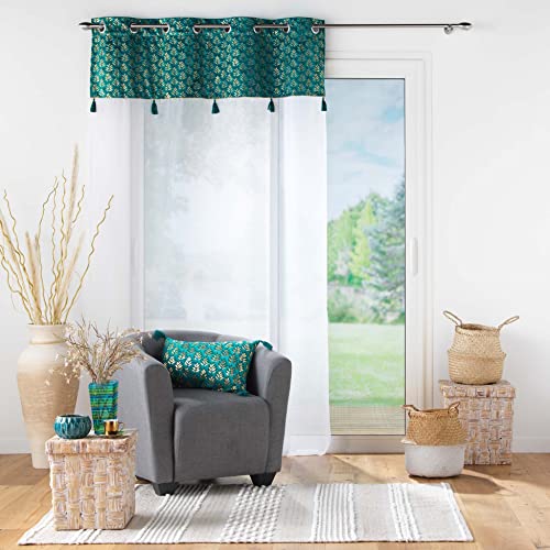 Voilage grande hauteur 140 x 280 cm voile sablé + haut velours Evie - vue 4