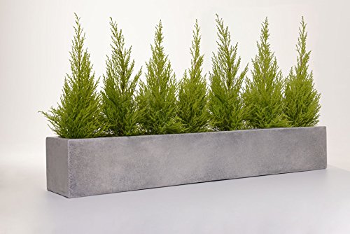 VIVANNO Blumenkasten Balkonkasten Pflanzkasten Fiberglas FLOBO Beton-Optik grau - 15x100x17 cm