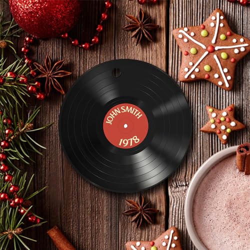 Sportyzen Custom Text Vinyl Record Ceramic Ornament, Gift For Music Lover, Christmas Tree Hanging Ornament thumb #2
