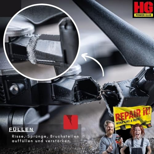 HG POWER GLUE Die Schweißnaht aus der Flasche - Kraftkleber Set mit Primer für PP, PE, Silikon, Teflon - Kleber für Kunststoffe, Plastik, Gummi, Stein, Keramik - chemikalienresistent, hitzebeständig
