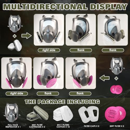 Full Face Respirator Mask - Gas Masks Survival Nuclear and Chemical with Filters. - Image 3