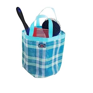 BARN & STABLE Mesh Horse Grooming Bag with 8 Pockets Grooming Tote for Horse Tear-resistant Grooming Organizer Caddy Bag Elastic to Secure Items (Turoise)