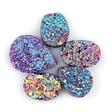 CRYSTALIS Wholesale 5pcs Natural Titenium Druzy Quartz Loose Gemstone Bulk Cabochons Jewelry Making Supply, Chakra Healing Polished Stones, Wire Wrapping, DIY, Gem Collection