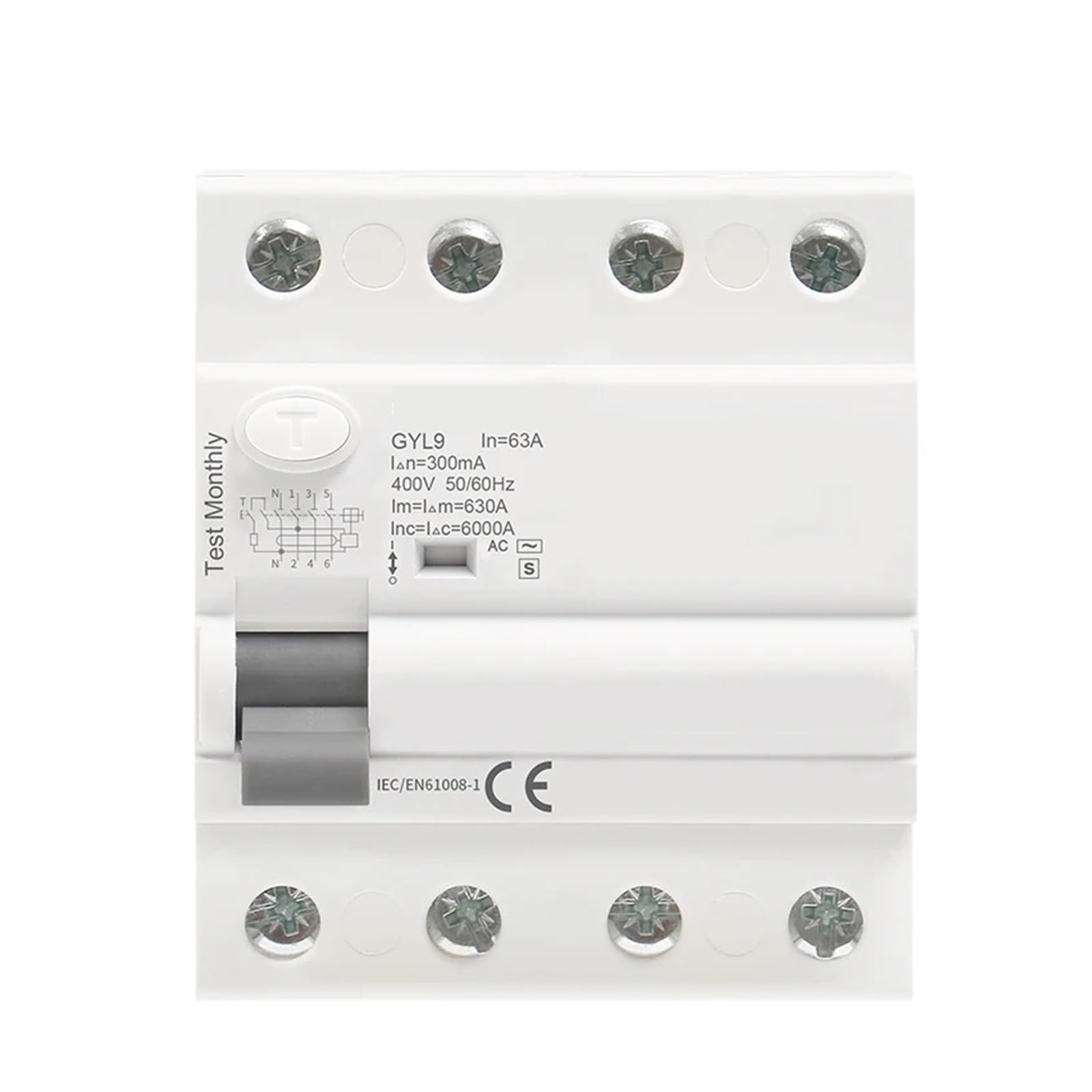 Disyuntor Interruptor diferencial con retardo de Tiempo GYL9 AC-S RCCB ELCB Interruptor electromagnético con retardo(AC-S 2P 40A,300mA)