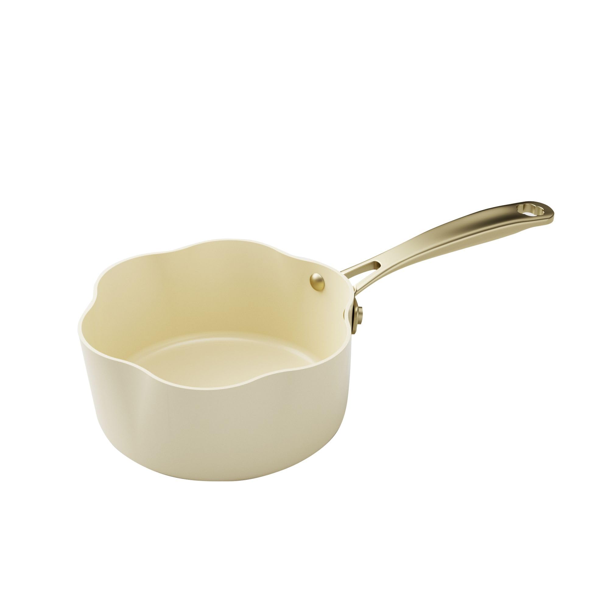 MENASTYL - Casserole 20cm Dahlia sans PFAS - Revêtement céramique antiadhésif crème - 98% d'aluminium recyclé - Tous feux dont induction et lave-​vaisselle - Poignée rivetée en inox - 6020936