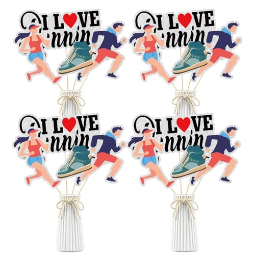 Image of Set of 16 Running Theme Centerpiece Sticks - Track, Cross Country or Marathon Party Centerpiece Table Toppers - Sports Theme Decoration Supplies