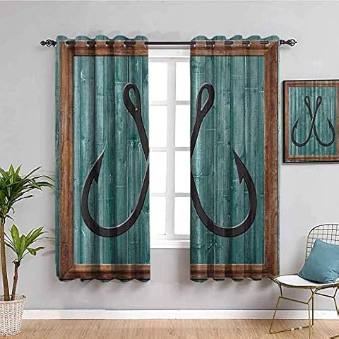 WXhGY 3D kids room darkening curtains Green plank black hook 59.84x41.34 inch Home Bedroom Living Room Decoration Energy Saving Noise Reduc Home Decor Cover