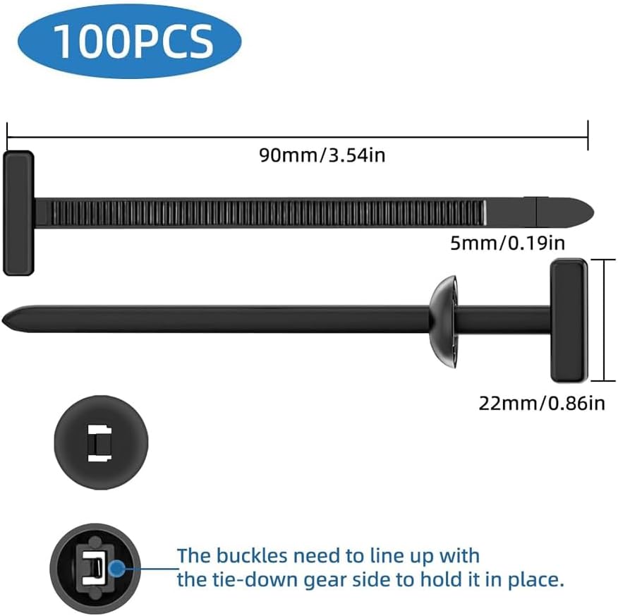 100Pcs Nylon Universal Cable Tie Clips, Automotive Zipper Clips, Plastic Rivets, Multi-Function Heavy-Duty Self-Locking Nylon Cable Tie Holders for Various Automotive and Motorcycle Repairs
