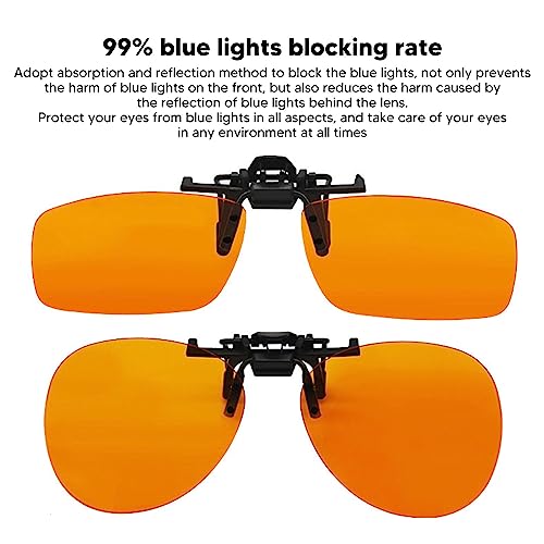 Image of Blue Light Blocking Clip On Glasses, Efficient 180 Degree Vertical Flip PC Lens, for Computer (Rectangle)