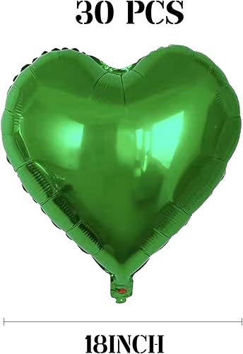 Miniatura 2 de 30 globos de aluminio con forma de corazón verde de 18 pulgadas, globos de aluminio con forma de corazón, globos de aluminio para decoración de
