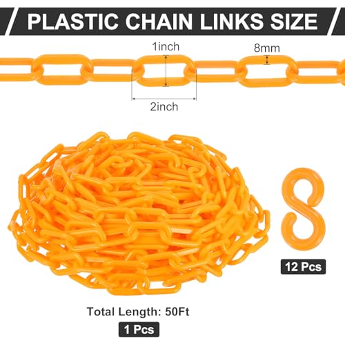 Chaîne de balisage jaune PATIKIL de 15m avec 12 crochets robustes