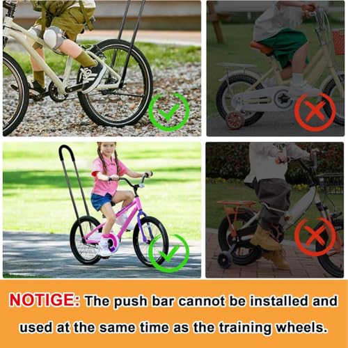 Barra de empuje para bicicleta de niños con manija de equilibrio ajustable 7