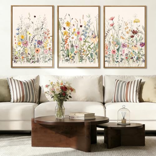 BINCUE Wildflower Wall Art Large Floral Wall Painting Neutral Print