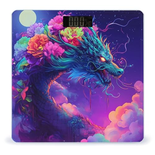 Dragon with Flowers Moon Night Scale for Body Weight Smart Accurate Digital Bathroom Scale with Easy Read LCD