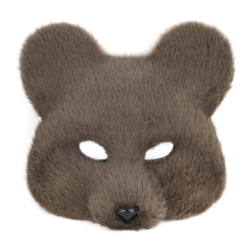 YJZQ Demi-Masque Ours Halloween Masque réalistes fausse fourrure 20x20CM - 2 Style Demi-Visage peluche & Complet de Visage Déguisé Cosplay Théâtre