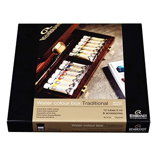 CAJA MADERA ACUARELA REMBRANDT 12 TUBOS 5 ML
