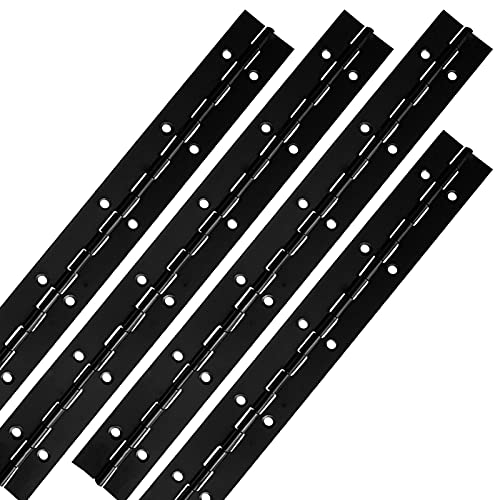 12Inch Black Continuous & Piano Hinges, 4Pcs Stainless Steel Continuous