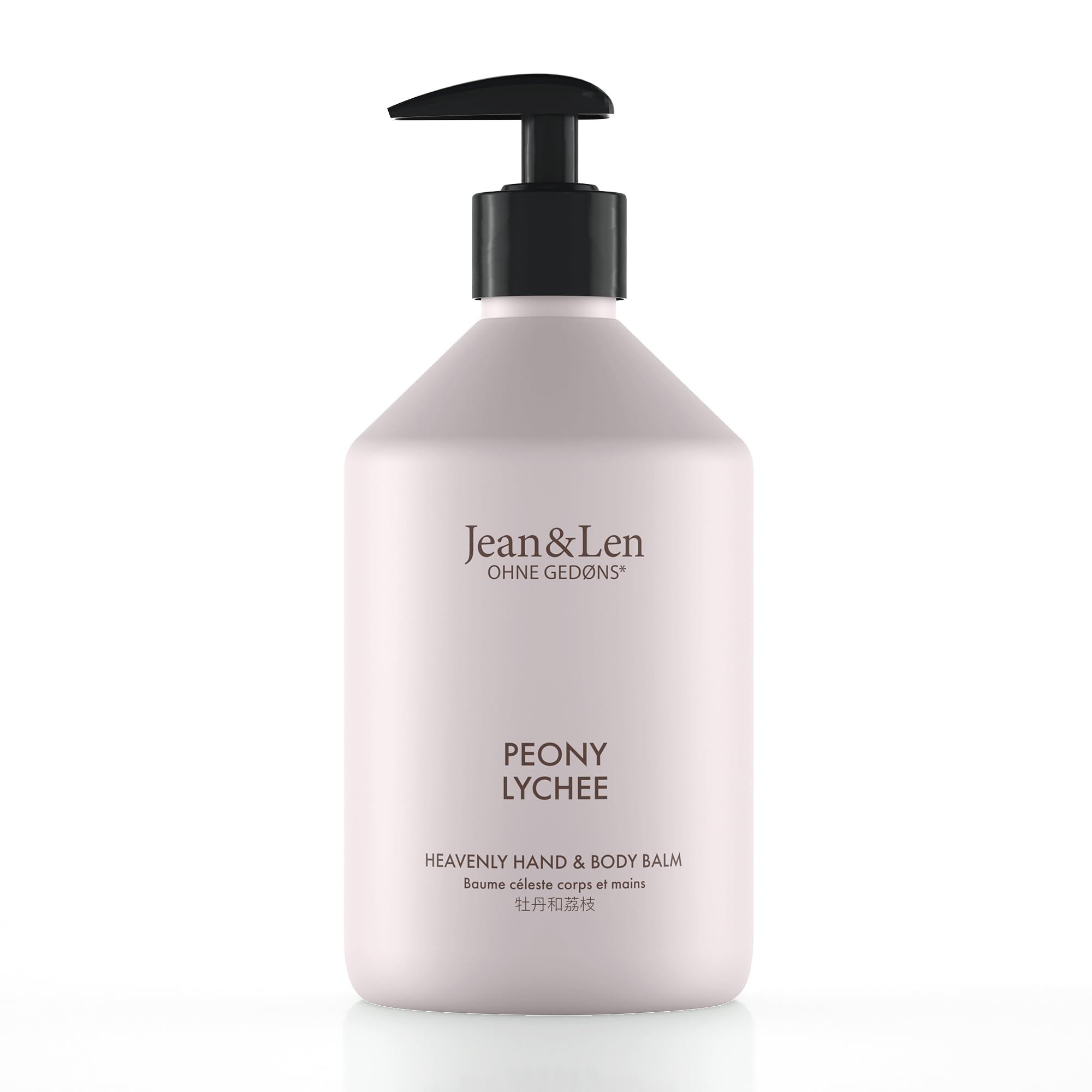 Jean & Len Heavenly Hand & Body Balm Peony & Lychee, for a fragrant care experience, with organic argan oil and shea butter, minimalistic bottle, without parabens & silicones, 500 ml