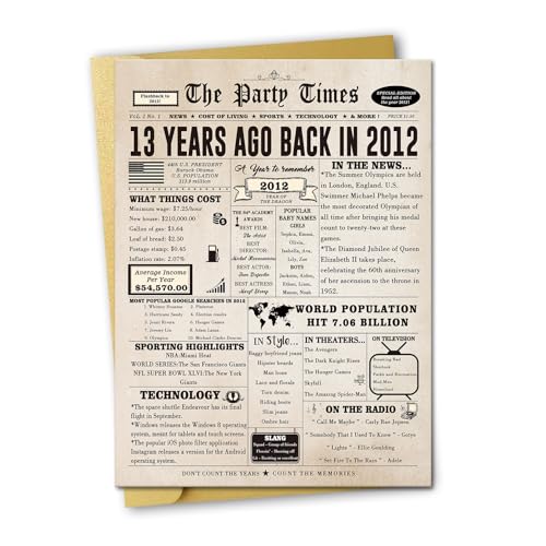 Ziwenhu Happy 13th Birthday Card Gifts for Daughter Son,Vintage 13 Year Old Birthday Decorations for Girls Boys,13th Bday Card for Women Men or Nephew, Niece, Brother, Sister