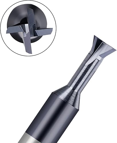 Miniatura 3 de NUSHKI Broca de fresado de cola de milano de 60 grados, fresadora de ranura en T, fresadora de carburo de tungsteno, D6x60x3x8x50