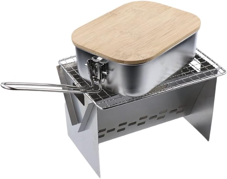 Folding Campfire Grill Stainless Steel Camping with Carrying Bag Portable Barbecue Charcoal for Bbq Picnic