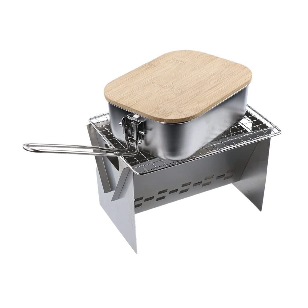 KANBUN - Parrilla plegable de acero inoxidable con bolsa de transporte, parrilla de carbón portátil para camping, barbacoa, picnic, doble comodidad
