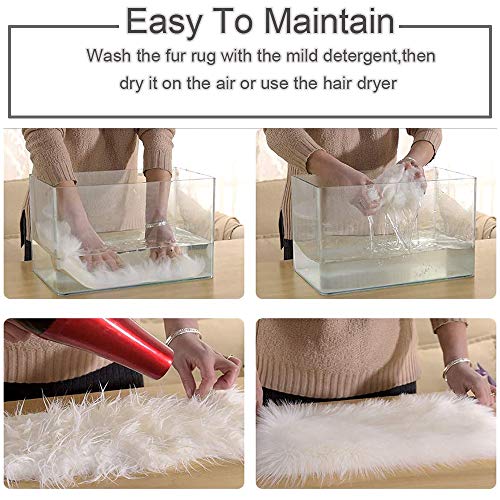 Hebe Faux Fur Rug 4'X6' Large White Sheepskin Shag Area Rugs Thick Plush Throw Rug Carpet For Living Room Bedroom Baby Nursery Childrens Room Rug #TOP7