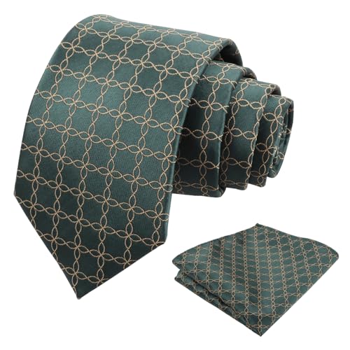 Image of Alizeal Mens Vintage Solid Plaid Tie with Pocket Square 3.15inches Necktie Set