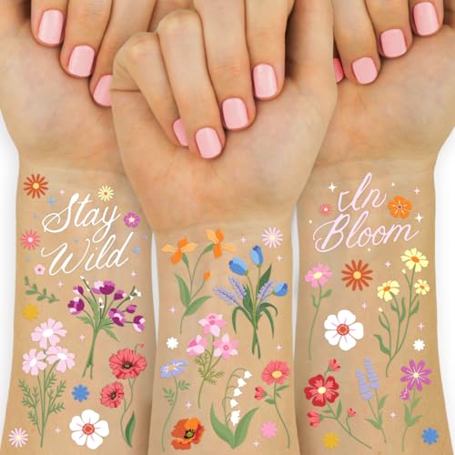 xo, Fetti Wildflower Garden Temporary Tattoos - 104 designs | Pastel Florals, Spring, Garden Party, Bridal Shower, Birthday Favors, Easter, Girly