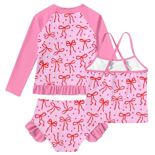 Image of BFUSTYLE Girls Swimsuit 3 Pieces Rash Guard Kids Long Sleeves Bathing Suit 3-8 Years Sun Proction Swimwear Tankini