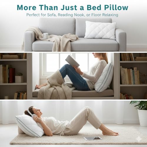 Almohada de Algodón para Cama Blanca Equilibrada miniatura 6