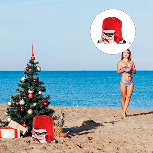 ABOOFAN 2 Pcs Saco de Doces Com CordÃ£o de Natal Com ImpressÃ£o de PoliÃ©ster Mochila Com CordÃ£o pa