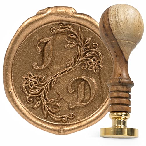 gravurART Personalisierter Siegelstempel mit Wunschinitialen und Zierranke - Briefe oder Save the Date zur Hochzeit mit Wachssiegel personalisiert gravurART Personalisierter Siegelstempel mit Wunschinitialen und Zierranke - Briefe oder Save the Date zur Hochzeit mit Wachssiegel personalisiert