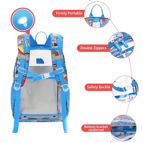 HTWO Clear Backpack for Boys,Kids Transparent Backpacks, Security Compliant Bookbag,Back to School Gift (Dark Blue)3