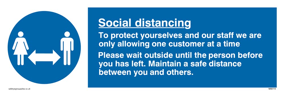 Social distancing to protect you and our staff Sign - 300x100mm - L31