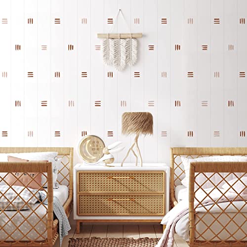 funlife 72 PCS Peel and Stick Boho Wall Decals, Self Adhesive Rustic Country Wall Stickers, Transparent PVC Boho Line Wall Art Stickers for Kids Room Bedroom Playroom Home Decor