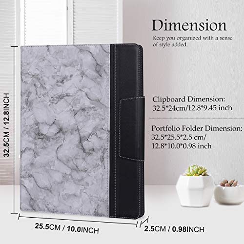 Toplive Portfolio Case Padfolio, Executive Business Document Organizer With Letter Size Clipboard, Business Card Holder, Tablet Sleeve, Perfect For Business School Office Conference, Marbling Black #TOP4