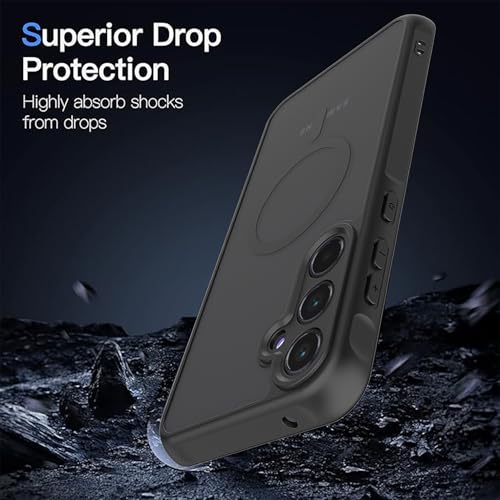 for Samsung A55 5G Magnetic Case, Upgraded [with Lanyard Strap] [Full Camera Protection] [Compatible with Magsafe] Frosted Translucent Slim Thin Phone Case,for Samsung A55 5G case 6.6 Inch-Black - Image 3