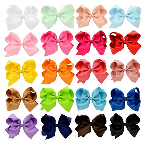 Deeka 20 Pcs Multi-Colored 6" Hand-Made Grosgrain Ribbon Hair Bow Alligator Clips Hair Accessories For Little Girls #TOP7